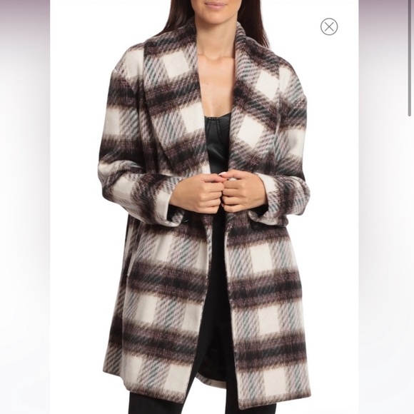 Avec Les Filles Plaid Shawl Collar Jacket Coat NWT - Picture 2 of 12